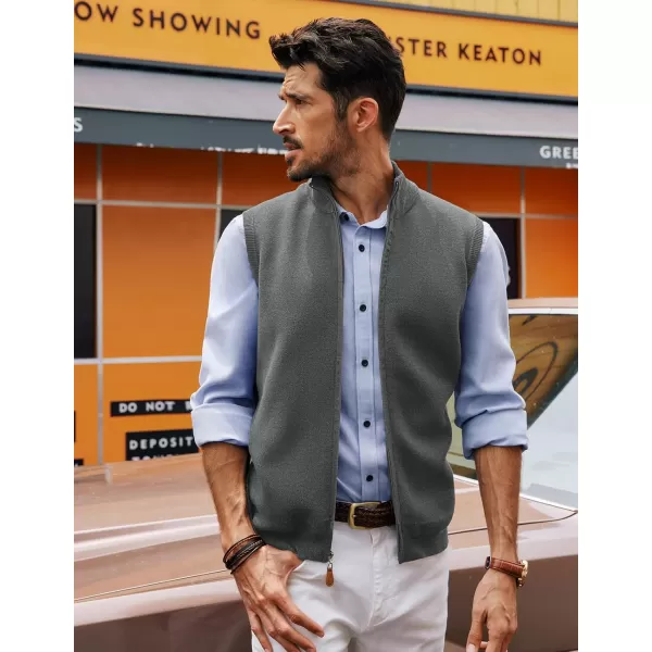 PJ PAUL JONES Mens Sweater Vest Full-Up Knitted Vests Casual Stand Collar Vests Sweater