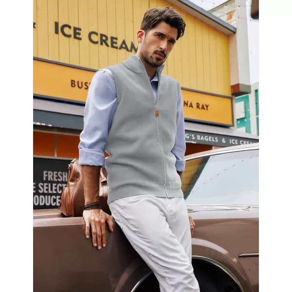 PJ PAUL JONES Mens Sweater Vest Full-Up Knitted Vests Casual Stand Collar Vests Sweater