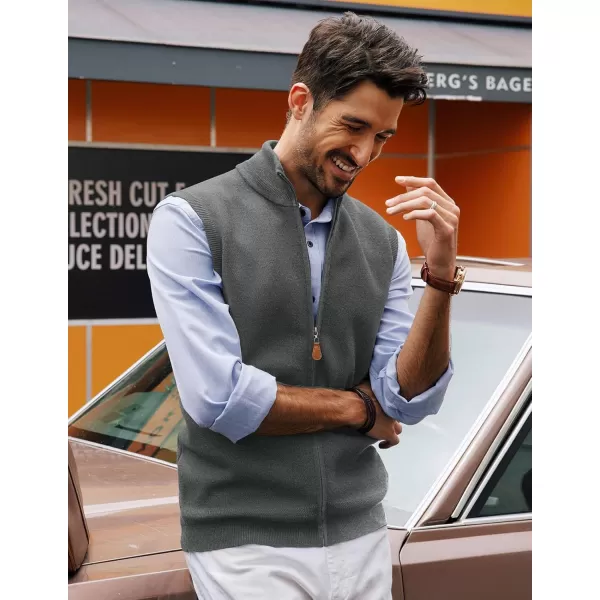 PJ PAUL JONES Mens Sweater Vest Full-Up Knitted Vests Casual Stand Collar Vests Sweater