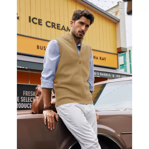PJ PAUL JONES Mens Sweater Vest Full-Up Knitted Vests Casual Stand Collar Vests Sweater