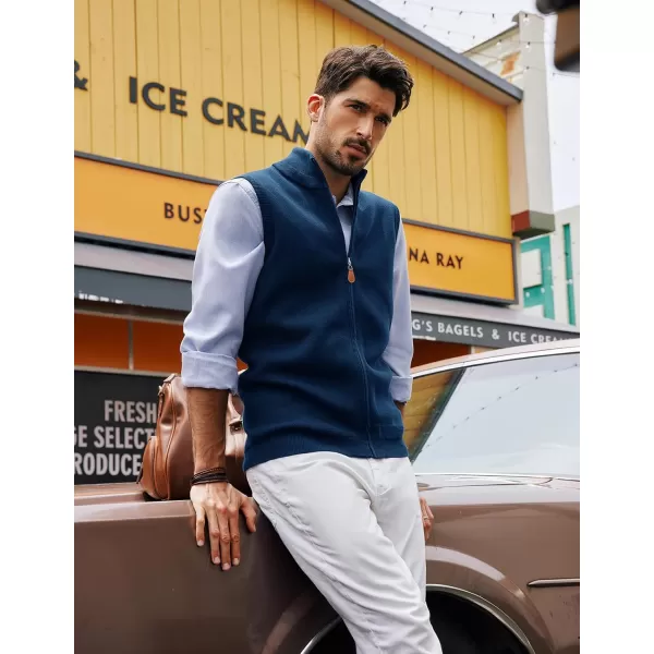 PJ PAUL JONES Mens Sweater Vest Full-Up Knitted Vests Casual Stand Collar Vests Sweater