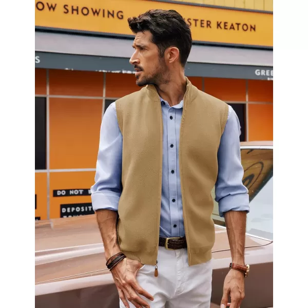 PJ PAUL JONES Mens Sweater Vest Full-Up Knitted Vests Casual Stand Collar Vests Sweater