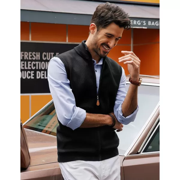 PJ PAUL JONES Mens Sweater Vest Full-Up Knitted Vests Casual Stand Collar Vests Sweater