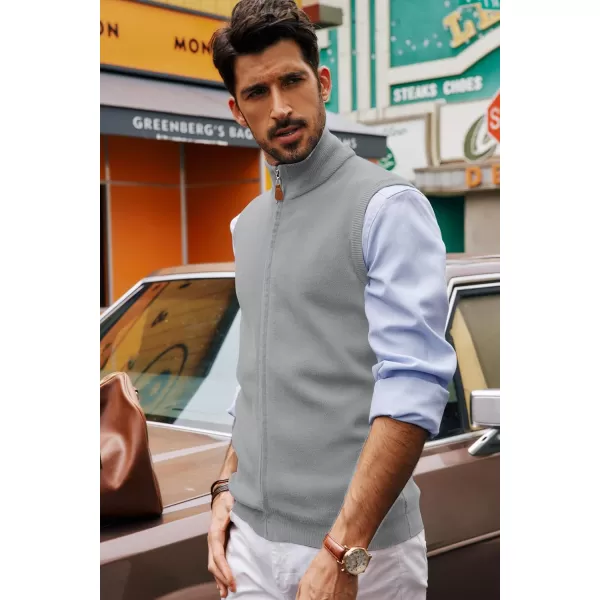 PJ PAUL JONES Mens Sweater Vest Full-Up Knitted Vests Casual Stand Collar Vests Sweater