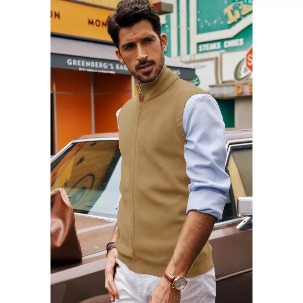 PJ PAUL JONES Mens Sweater Vest Full-Up Knitted Vests Casual Stand Collar Vests Sweater