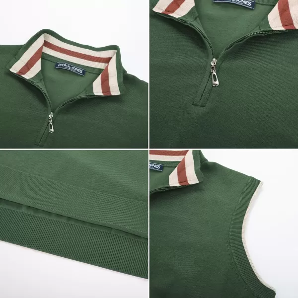PJ PAUL JONES Mens Sweater Vest Quarter Zip Vest Sweater Stand Collar Contrast Stripes Pullover Knitwear Vest