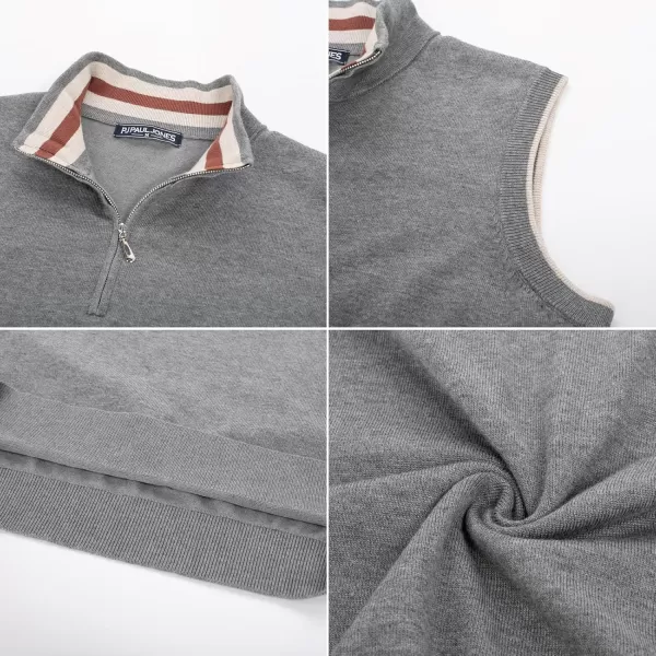 PJ PAUL JONES Mens Sweater Vest Quarter Zip Vest Sweater Stand Collar Contrast Stripes Pullover Knitwear Vest