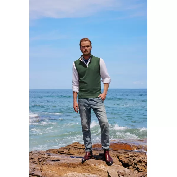 PJ PAUL JONES Mens Sweater Vest Quarter Zip Vest Sweater Stand Collar Contrast Stripes Pullover Knitwear Vest