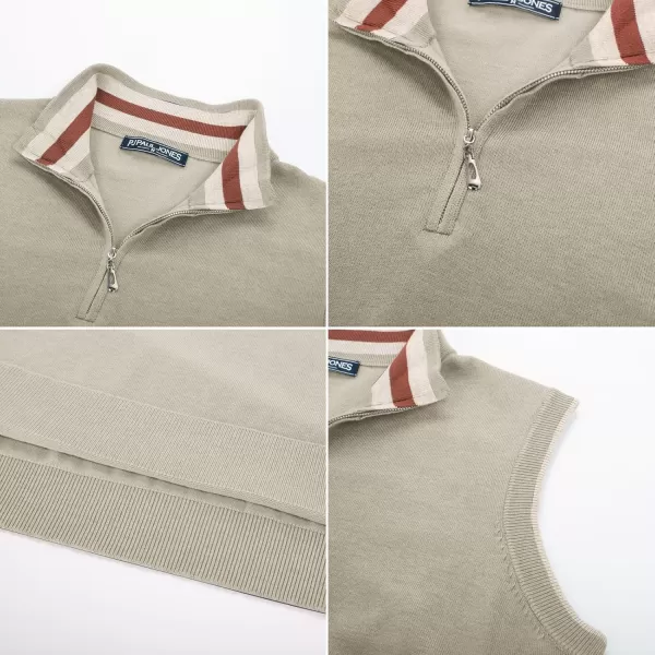 PJ PAUL JONES Mens Sweater Vest Quarter Zip Vest Sweater Stand Collar Contrast Stripes Pullover Knitwear Vest