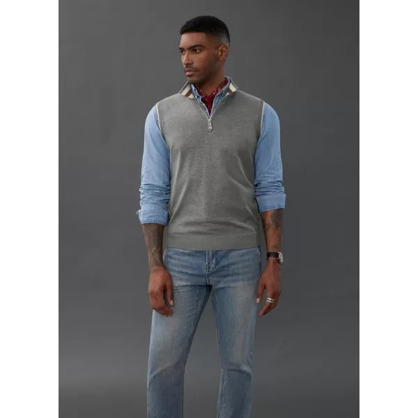 PJ PAUL JONES Mens Sweater Vest Quarter Zip Vest Sweater Stand Collar Contrast Stripes Pullover Knitwear Vest