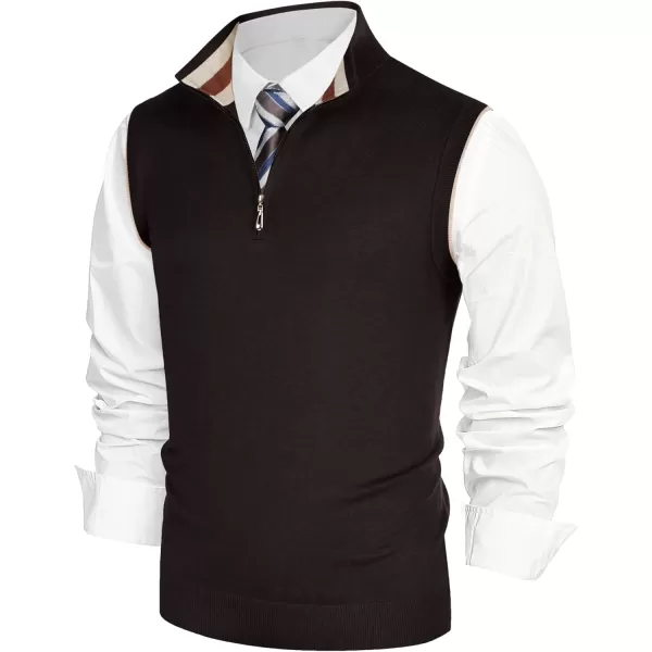 PJ PAUL JONES Mens Sweater Vest Quarter Zip Vest Sweater Stand Collar Contrast Stripes Pullover Knitwear Vest