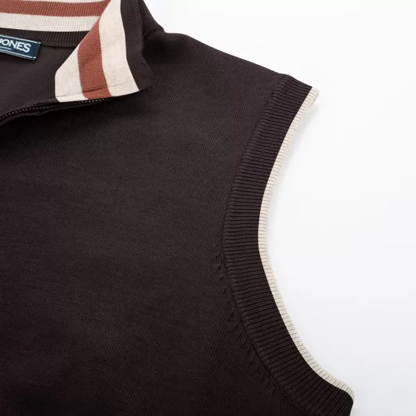 PJ PAUL JONES Mens Sweater Vest Quarter Zip Vest Sweater Stand Collar Contrast Stripes Pullover Knitwear Vest