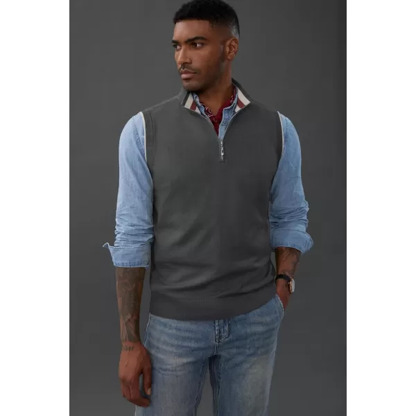 PJ PAUL JONES Mens Sweater Vest Quarter Zip Vest Sweater Stand Collar Contrast Stripes Pullover Knitwear Vest