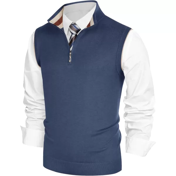 PJ PAUL JONES Mens Sweater Vest Quarter Zip Vest Sweater Stand Collar Contrast Stripes Pullover Knitwear Vest