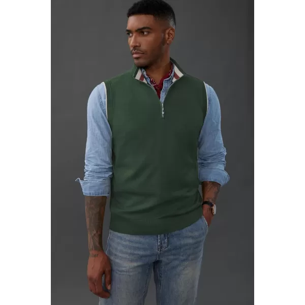PJ PAUL JONES Mens Sweater Vest Quarter Zip Vest Sweater Stand Collar Contrast Stripes Pullover Knitwear Vest