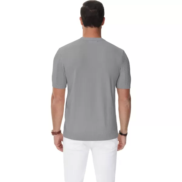 PJ PAUL JONES Men's T-Shirts Casual Knit Short Sleeve Crewneck Hollow Out Solid Knitted Pullover Tees
