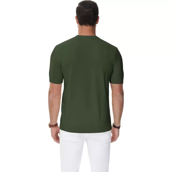 PJ PAUL JONES Men's T-Shirts Casual Knit Short Sleeve Crewneck Hollow Out Solid Knitted Pullover Tees