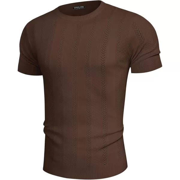 PJ PAUL JONES Men's T-Shirts Casual Knit Short Sleeve Crewneck Hollow Out Solid Knitted Pullover Tees