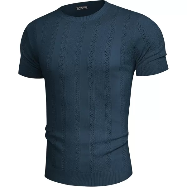 PJ PAUL JONES Men's T-Shirts Casual Knit Short Sleeve Crewneck Hollow Out Solid Knitted Pullover Tees