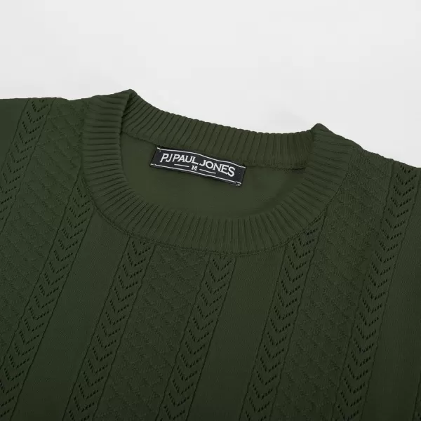 PJ PAUL JONES Men's T-Shirts Casual Knit Short Sleeve Crewneck Hollow Out Solid Knitted Pullover Tees