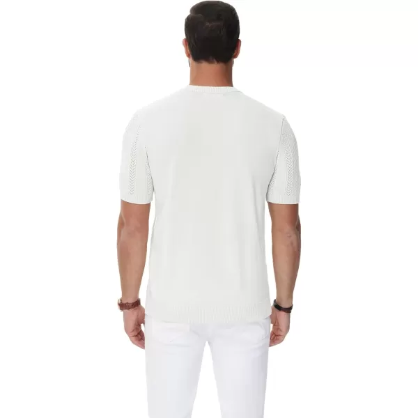 PJ PAUL JONES Men's T-Shirts Casual Knit Short Sleeve Crewneck Hollow Out Solid Knitted Pullover Tees