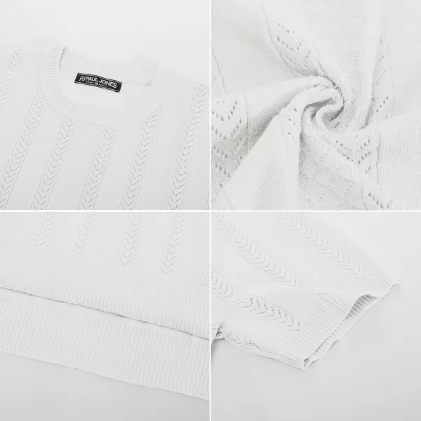 PJ PAUL JONES Men's T-Shirts Casual Knit Short Sleeve Crewneck Hollow Out Solid Knitted Pullover Tees