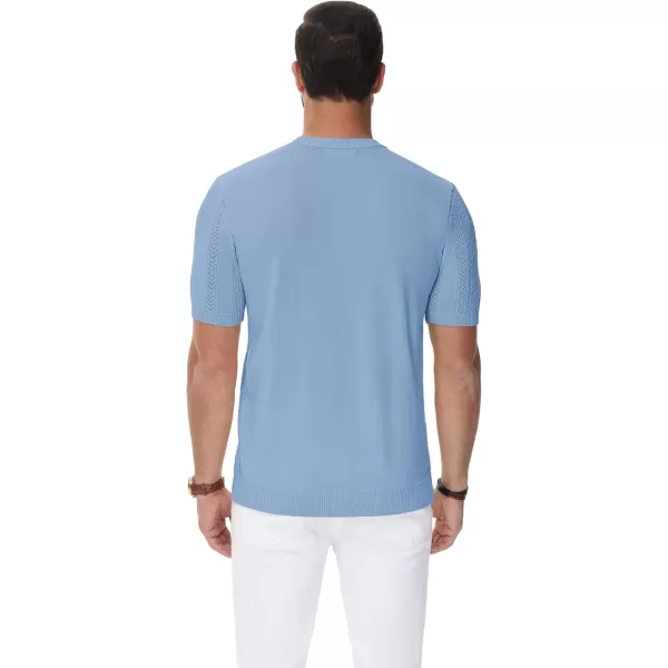 PJ PAUL JONES Men's T-Shirts Casual Knit Short Sleeve Crewneck Hollow Out Solid Knitted Pullover Tees
