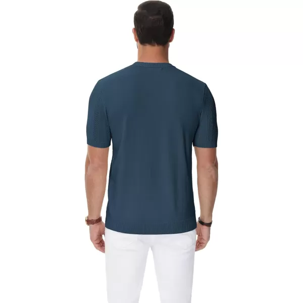 PJ PAUL JONES Men's T-Shirts Casual Knit Short Sleeve Crewneck Hollow Out Solid Knitted Pullover Tees