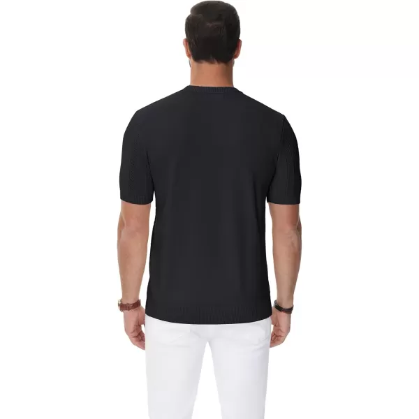 PJ PAUL JONES Men's T-Shirts Casual Knit Short Sleeve Crewneck Hollow Out Solid Knitted Pullover Tees