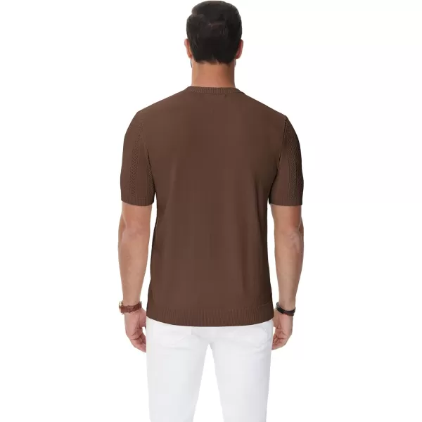 PJ PAUL JONES Men's T-Shirts Casual Knit Short Sleeve Crewneck Hollow Out Solid Knitted Pullover Tees
