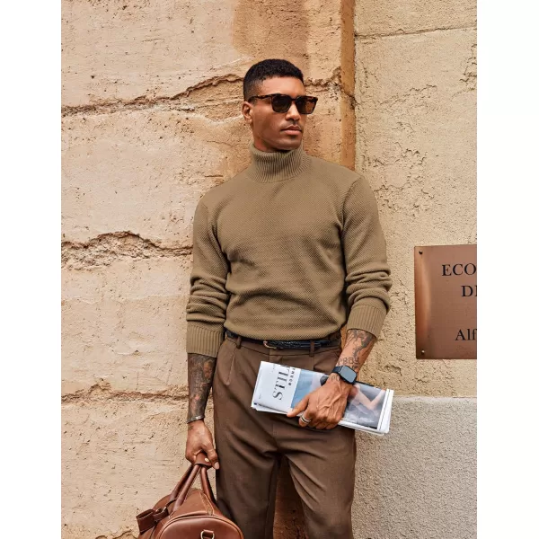 PJ PAUL JONES Men's Turtleneck Pullover Sweaters Knitted Casual Textured Sweater