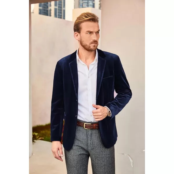 PJ PAUL JONES Mens Velvet Blazer Two Button Sport Coat Solid Slim Fit Suit Jacket for Dinner Prom Wedding