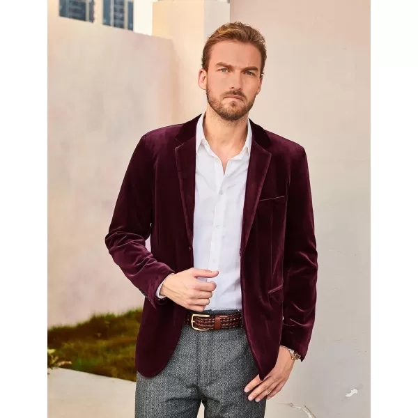 PJ PAUL JONES Mens Velvet Blazer Two Button Sport Coat Solid Slim Fit Suit Jacket for Dinner Prom Wedding