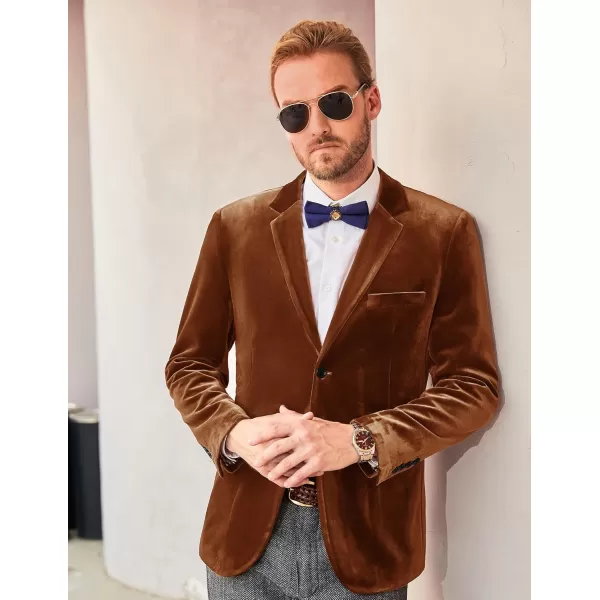 PJ PAUL JONES Mens Velvet Blazer Two Button Sport Coat Solid Slim Fit Suit Jacket for Dinner Prom Wedding