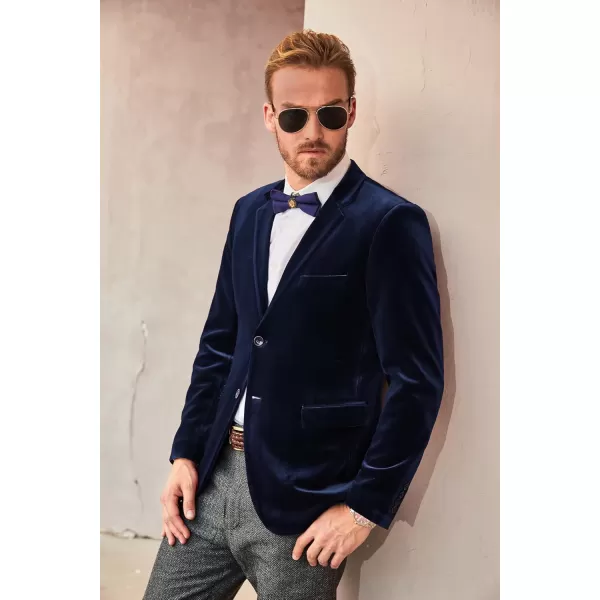 PJ PAUL JONES Mens Velvet Blazer Two Button Sport Coat Solid Slim Fit Suit Jacket for Dinner Prom Wedding