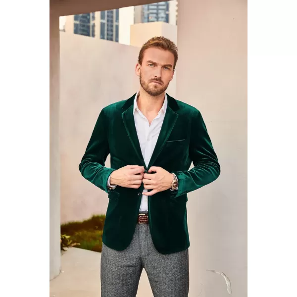 PJ PAUL JONES Mens Velvet Blazer Two Button Sport Coat Solid Slim Fit Suit Jacket for Dinner Prom Wedding