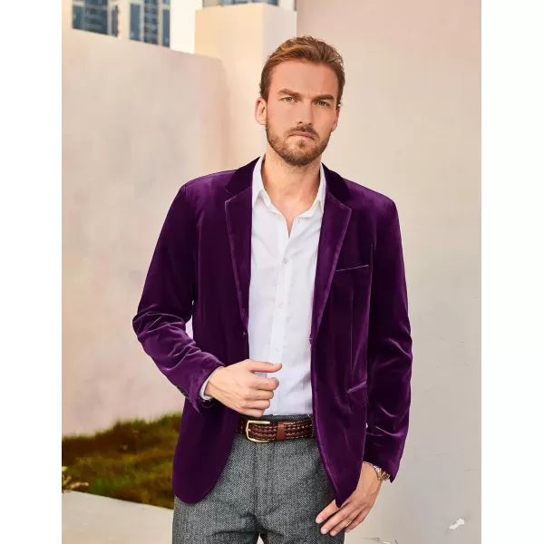 PJ PAUL JONES Mens Velvet Blazer Two Button Sport Coat Solid Slim Fit Suit Jacket for Dinner Prom Wedding