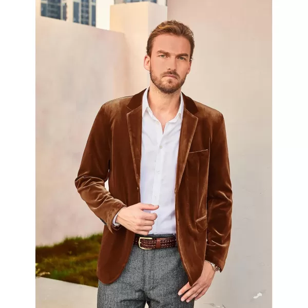 PJ PAUL JONES Mens Velvet Blazer Two Button Sport Coat Solid Slim Fit Suit Jacket for Dinner Prom Wedding
