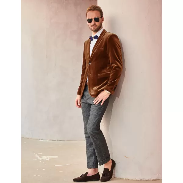 PJ PAUL JONES Mens Velvet Blazer Two Button Sport Coat Solid Slim Fit Suit Jacket for Dinner Prom Wedding
