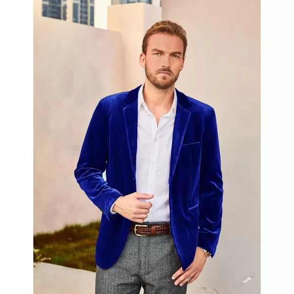 PJ PAUL JONES Mens Velvet Blazer Two Button Sport Coat Solid Slim Fit Suit Jacket for Dinner Prom Wedding