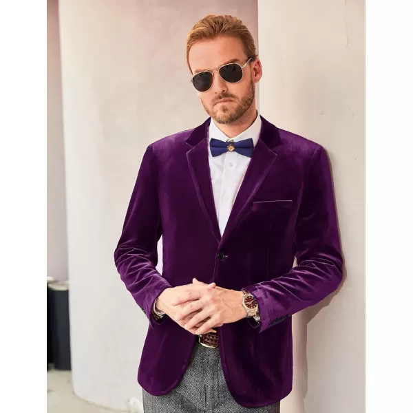 PJ PAUL JONES Mens Velvet Blazer Two Button Sport Coat Solid Slim Fit Suit Jacket for Dinner Prom Wedding