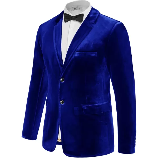 PJ PAUL JONES Mens Velvet Blazer Two Button Sport Coat Solid Slim Fit Suit Jacket for Dinner Prom Wedding