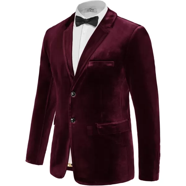 PJ PAUL JONES Mens Velvet Blazer Two Button Sport Coat Solid Slim Fit Suit Jacket for Dinner Prom Wedding