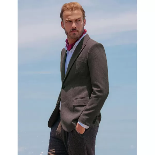 PJ PAUL JONES Men's Vintage Herringbone Tweed Blazers British Wool Blend Sport Coat Jacket