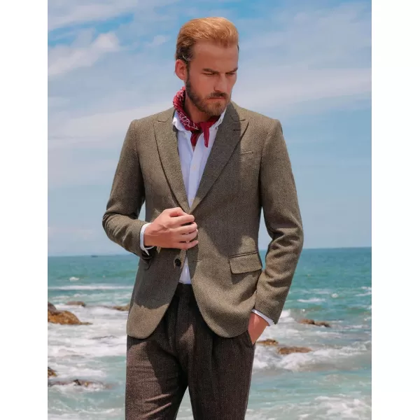 PJ PAUL JONES Men's Vintage Herringbone Tweed Blazers British Wool Blend Sport Coat Jacket