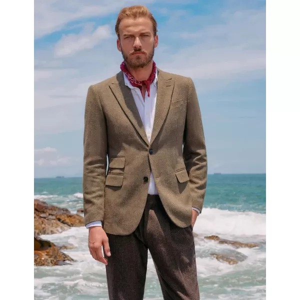 PJ PAUL JONES Men's Vintage Herringbone Tweed Blazers British Wool Blend Sport Coat Jacket