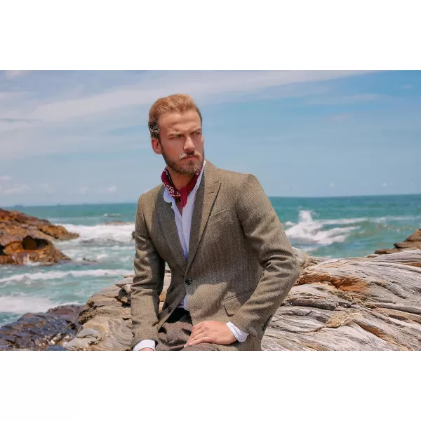 PJ PAUL JONES Men's Vintage Herringbone Tweed Blazers British Wool Blend Sport Coat Jacket