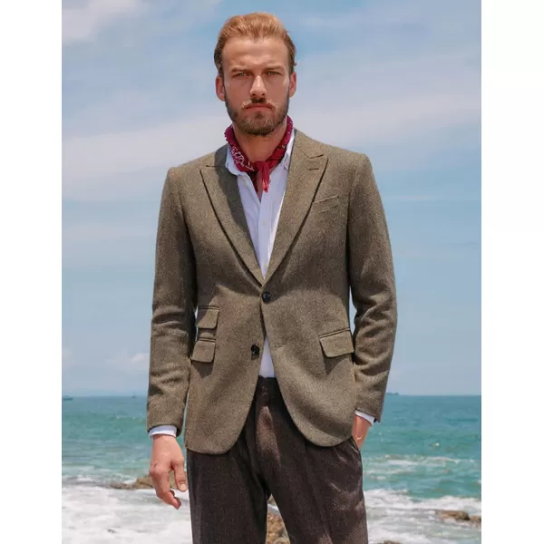 PJ PAUL JONES Men's Vintage Herringbone Tweed Blazers British Wool Blend Sport Coat Jacket