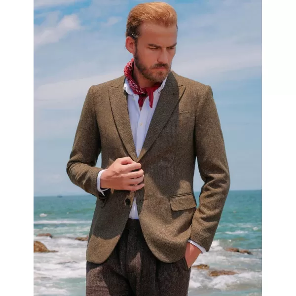PJ PAUL JONES Men's Vintage Herringbone Tweed Blazers British Wool Blend Sport Coat Jacket