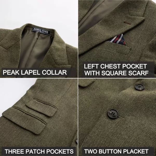 PJ PAUL JONES Men's Vintage Herringbone Tweed Blazers British Wool Blend Sport Coat Jacket